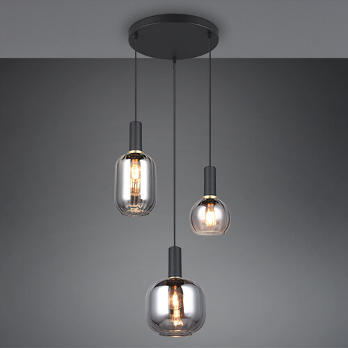 Trio Eetkamer hanglamp Diva 3-lichts - smoke glas - 319830332