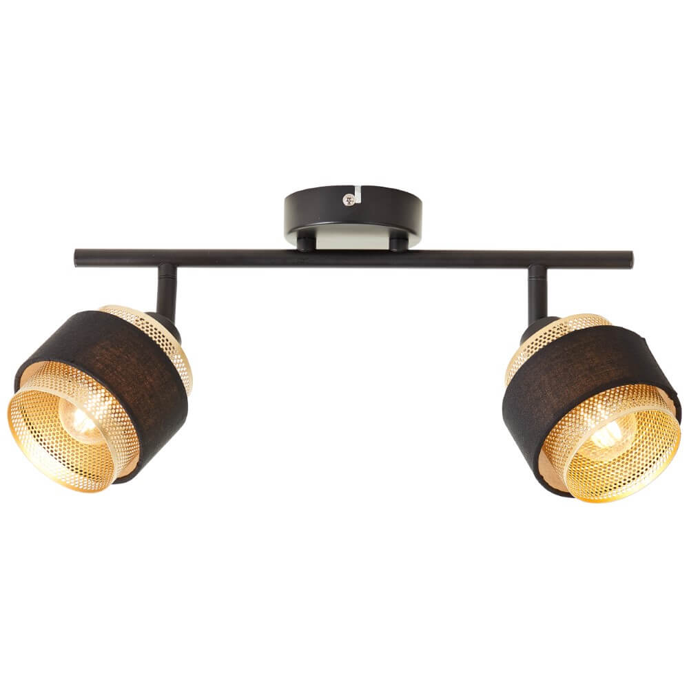 Brilliant 2-lichts plafondlamp Grove zwart met goud - 99301/86