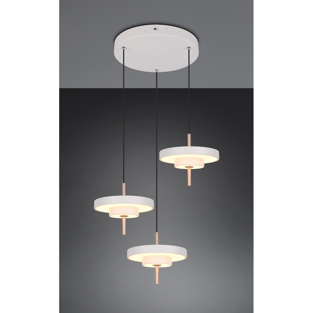 Trio 3-lichts hanglamp Keaton rond wit - 340230376