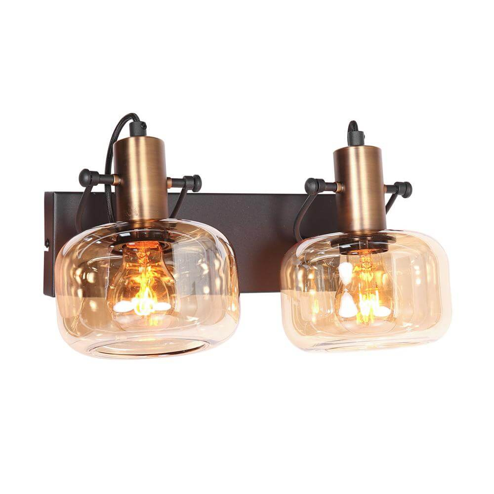 Steinhauer Dubbele wandlampGlaslic amber glas - 3865BR
