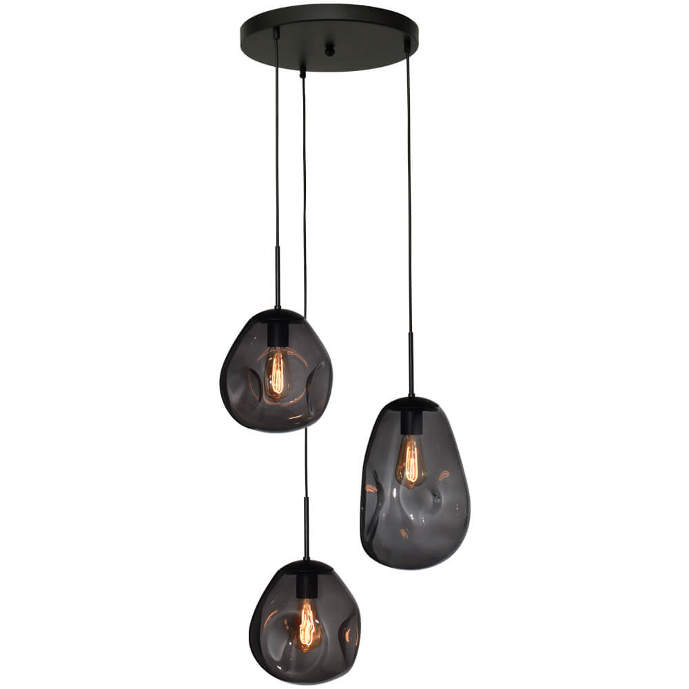 Masterlight Pendel hanglamp Lava 3x smoke glas - 2762-05-35-3-05-011