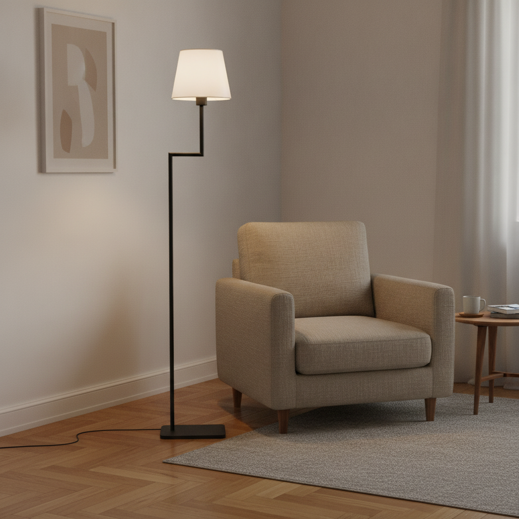 Lyora Vloerlamp Savona zwart met witte kap - 110628