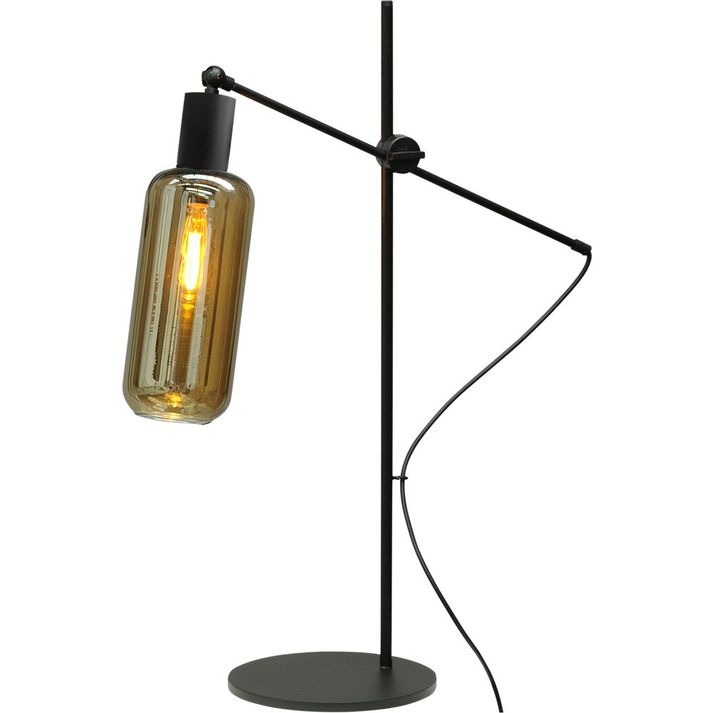 Masterlight Zwarte tafellamp Bounty met cilinderglas - 4471-05-05-5