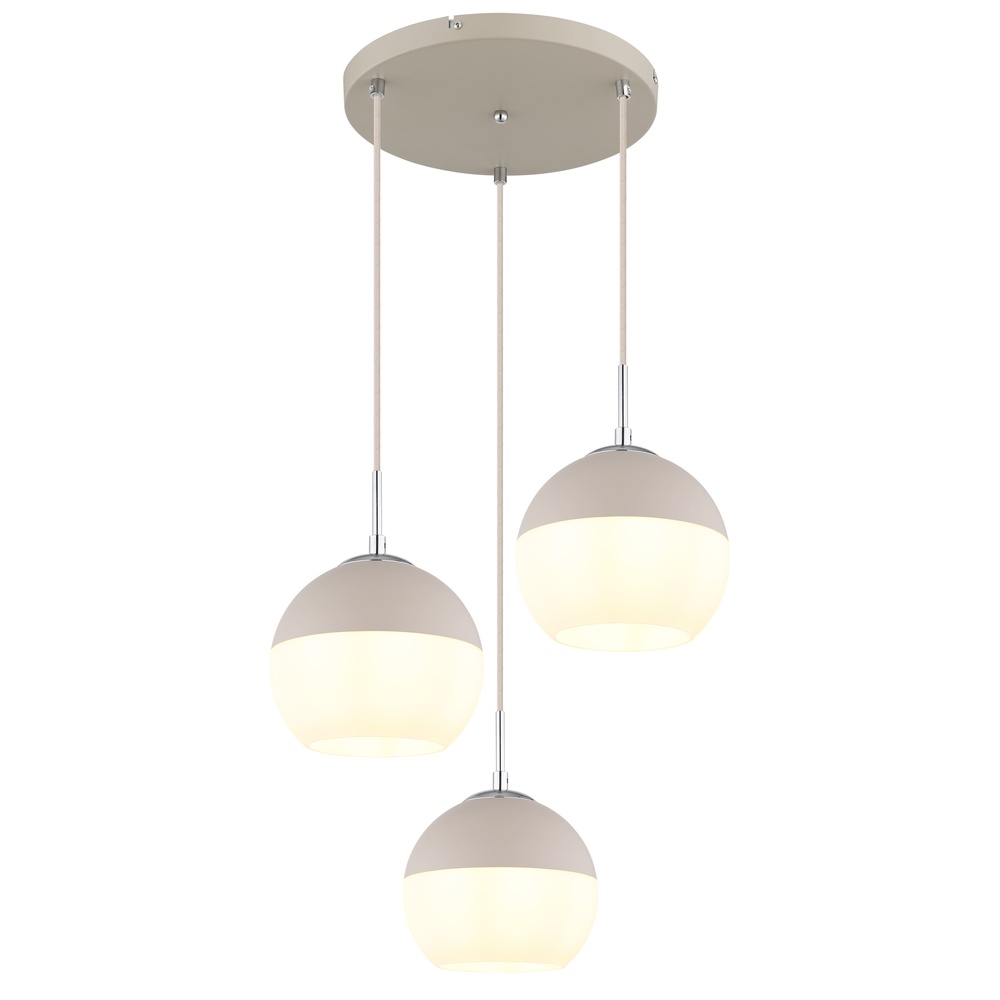 Globo 3-lichts hanglamp Ragusa rond zand bruin - 15999-3HR