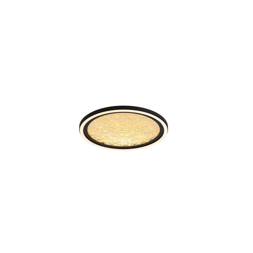Searchlight Design plafonnièreLuna Ø 30cm zwart met goud - 31908-300GO