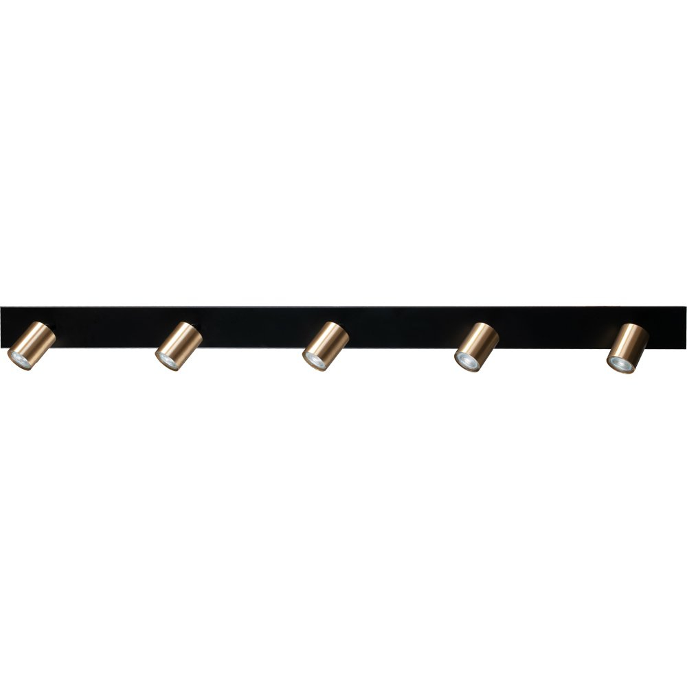 Masterlight Plafondlamp zwart Bounce met 5 gouden spots - 5491-05-02-130-5