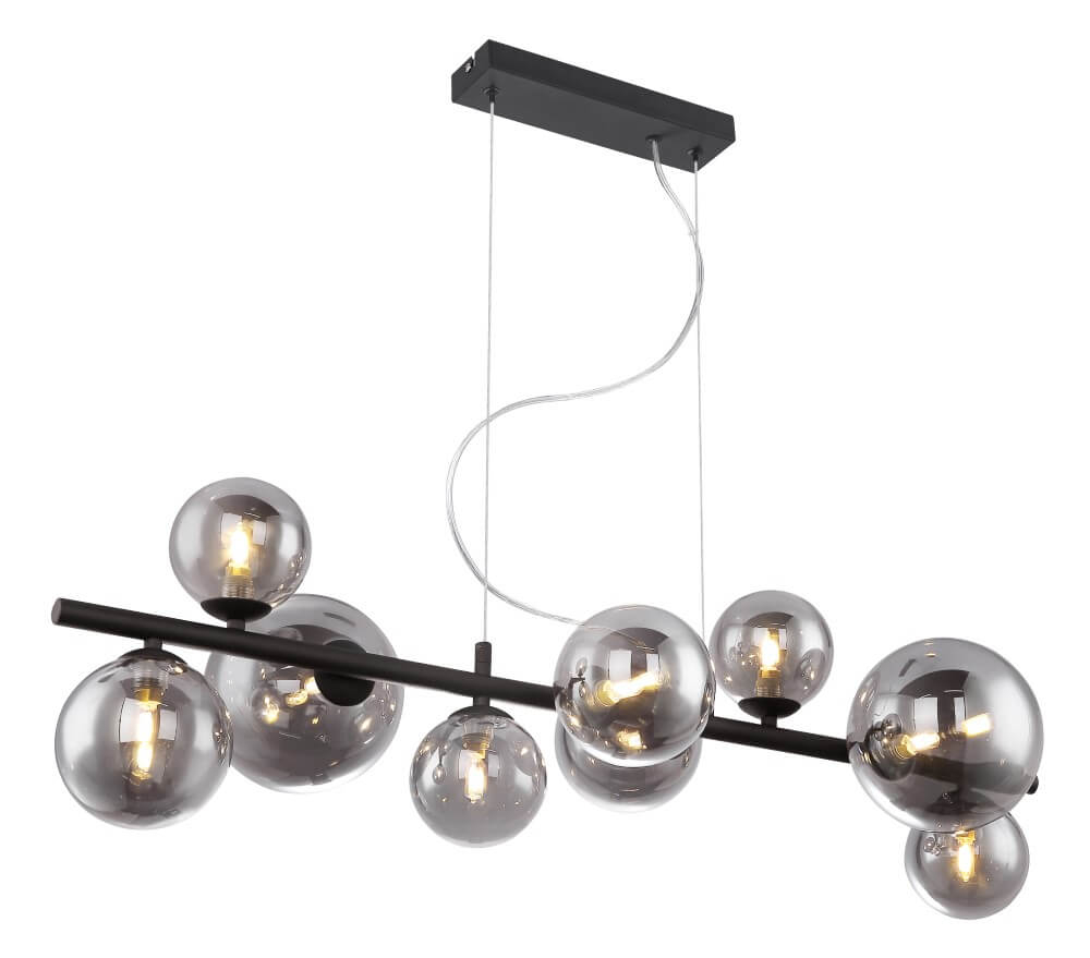 Globo Zwarte hanglamp met smoke glas Riha - 56133-9H