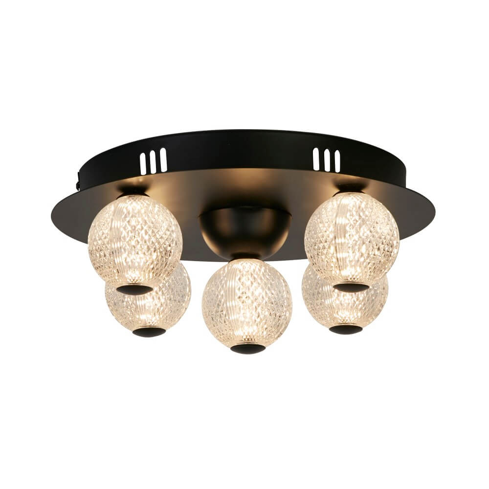 Searchlight 5-lichts plafondlampAsteroid zwart - 20923BK