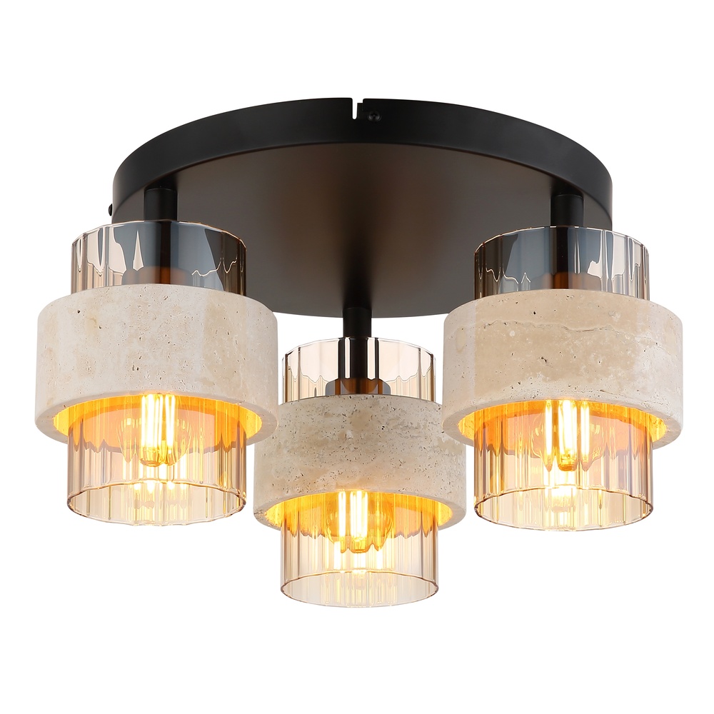 Globo Plafondlamp Daren zwart met marmer - 16090-3D