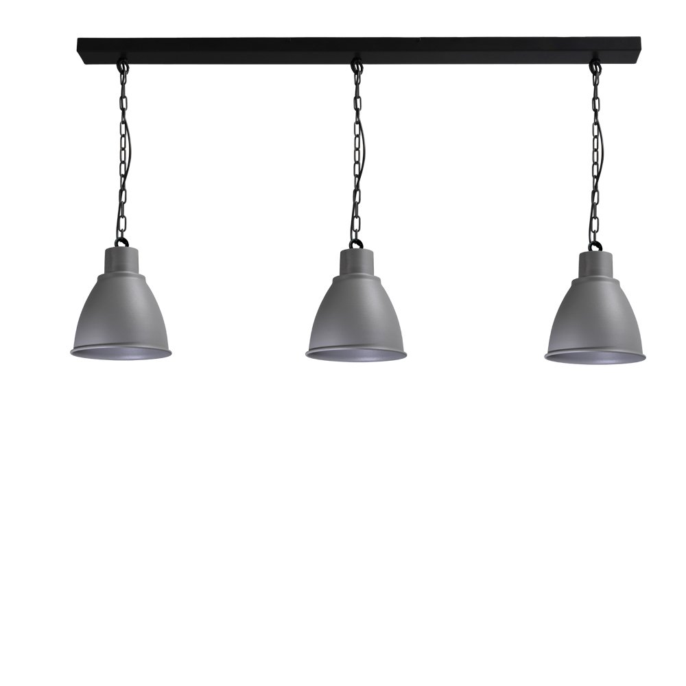 Masterlight Stoere eettafel hanglamp Industria 3x27 3-lichts zwart met betongrijs - 2007-00-00-K-130-3
