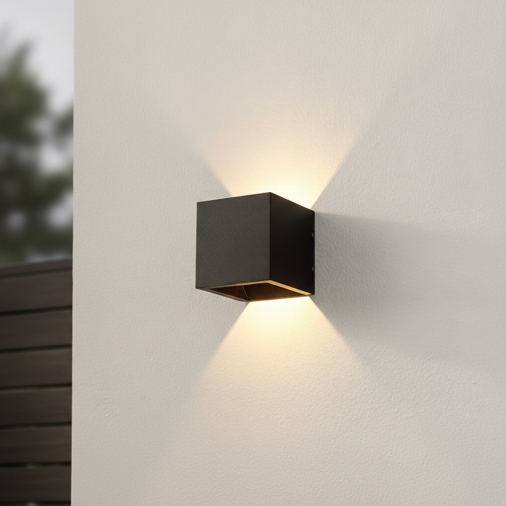 Artdelight Buitenlamp up downCube 10cm - zwart - WL CUBE ZW