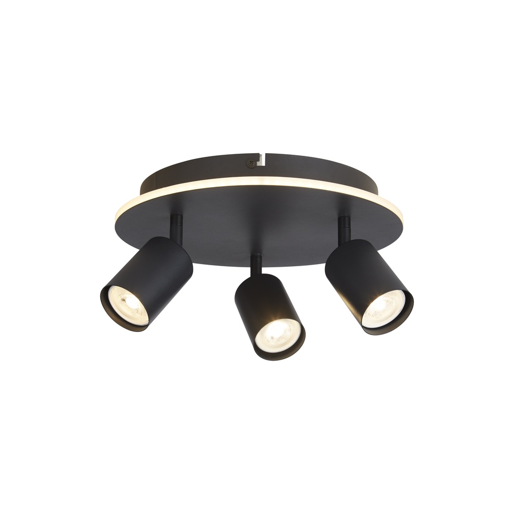 Searchlight PlafondlampSan Diego 3-lichts zwart - 77230-3BK
