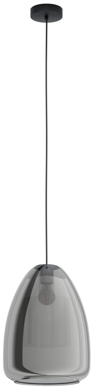 Eglo Glazen hanglamp Chelvey zwart met smoke glas - 32167