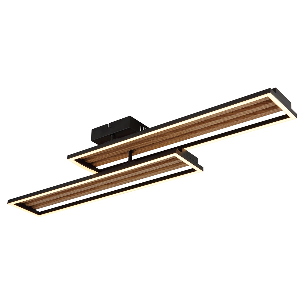 Globo Moderne plafondlamp Dakari I zwart met hout 90cm - 67358D