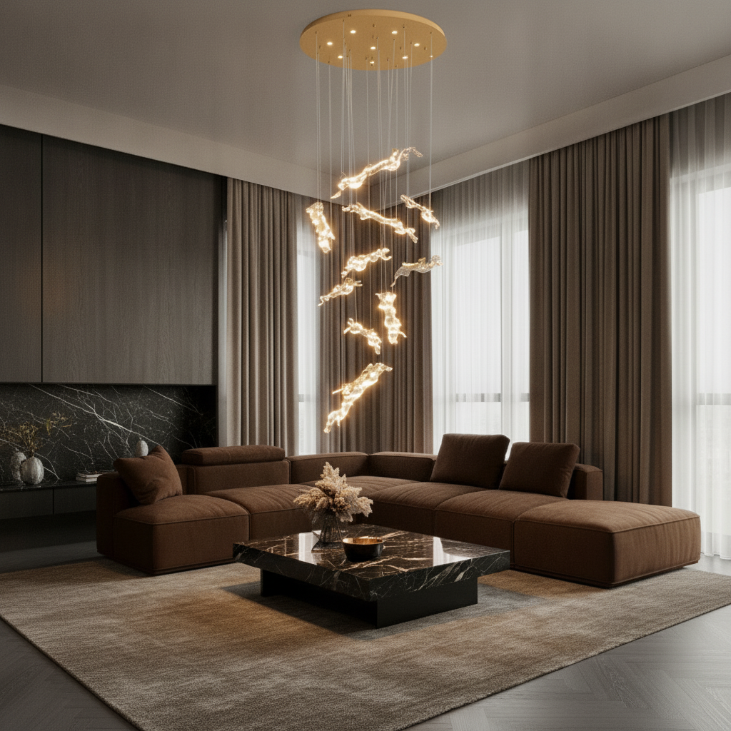 Lyora Gouden hanglampAvesa met helder glas Ø 100cm - 9187037