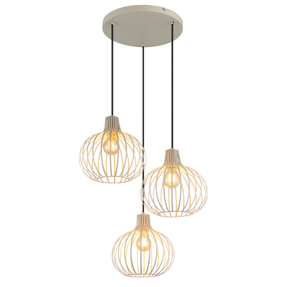 Globo Design hanglamp Mateo 3-lichts rond crème - 33379319