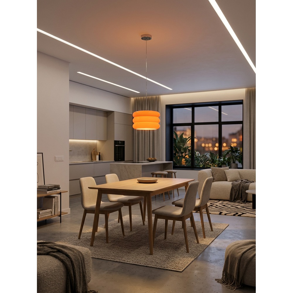 Design hanglamp Tortora chroom met oranje Ø 30cm Eglo 9008606405589