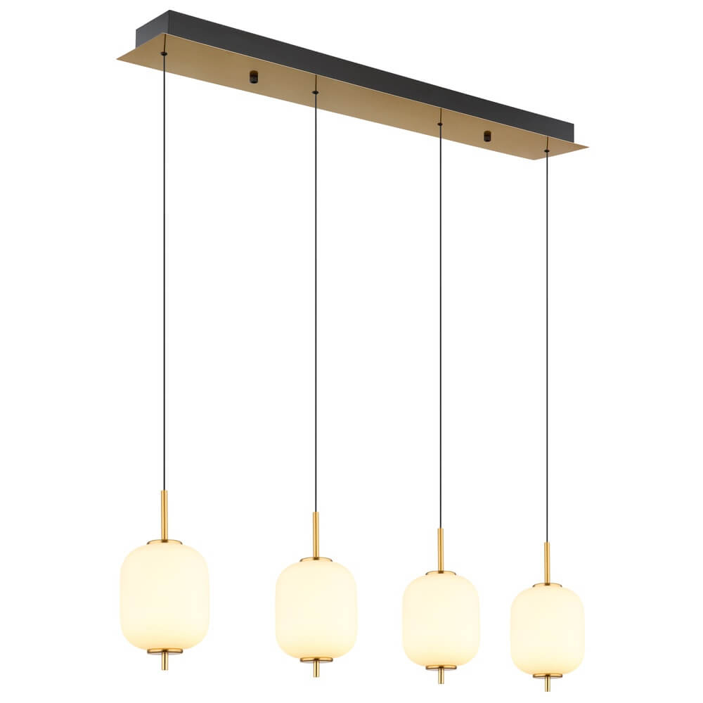 Globo Gouden hanglamp Ewald 4-lichts wit glas - 15217-4
