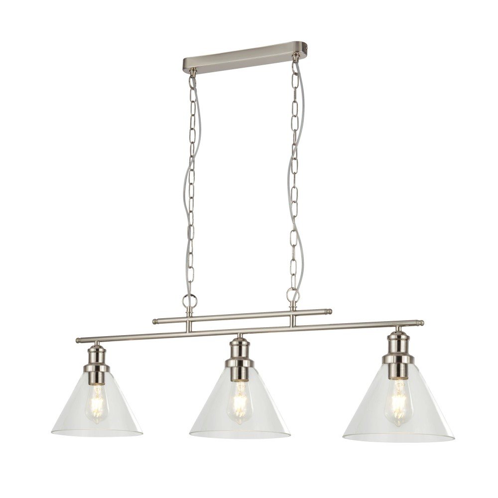 Searchlight Hanglamp Pyramid 3-lichts mat zilver - 1277-3SS