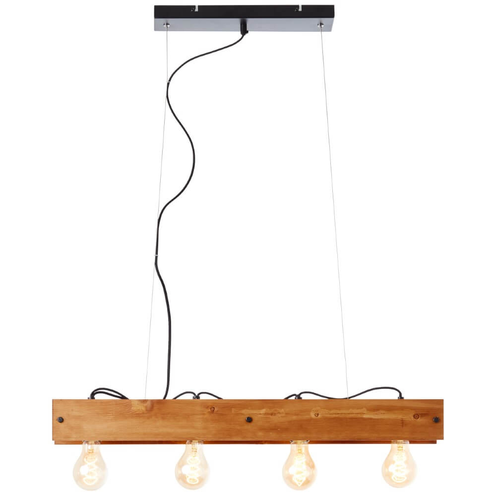 Brilliant HanglampCalandra 4-lichts zwart met houtbruin - 99451/76