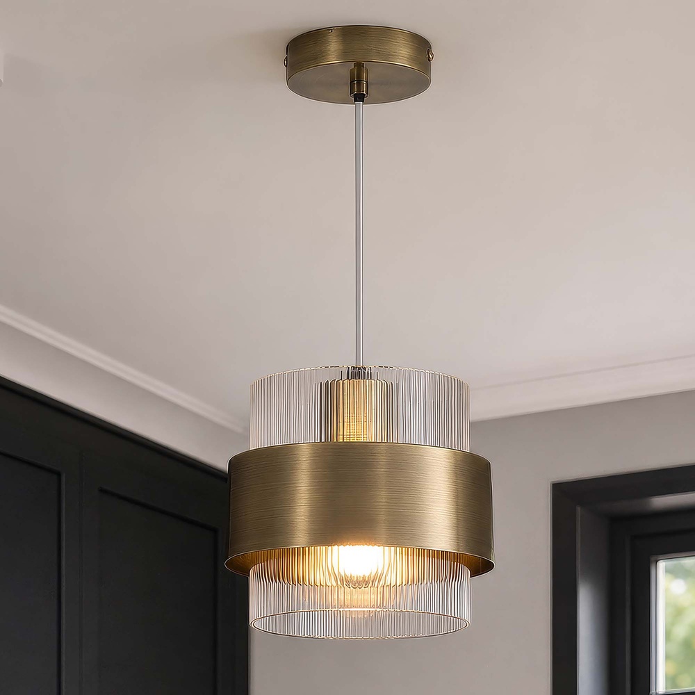 Hanglamp Royal 1-lichts antiek messing Searchlight 5,05342E+12