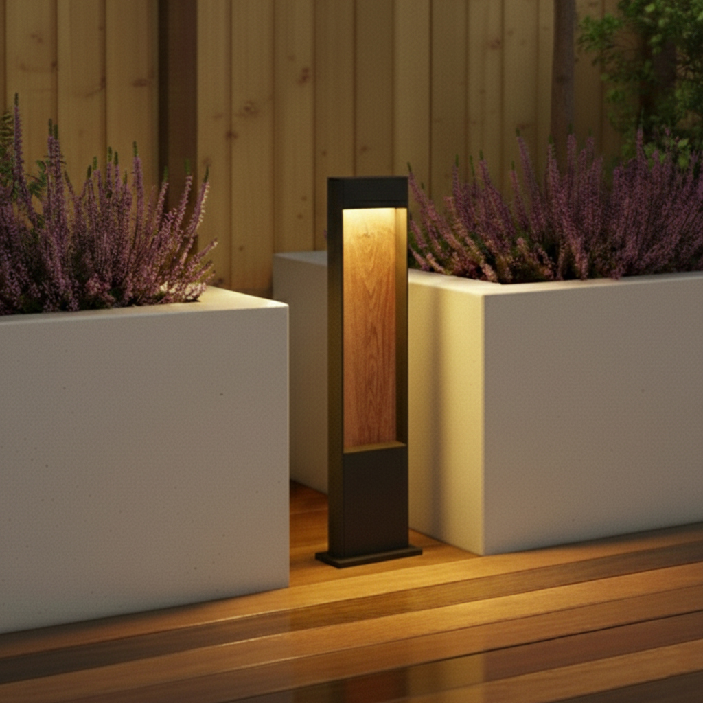 SLV Terrasverlichting Flatt 65cm antraciet met houtbruin - 1002957