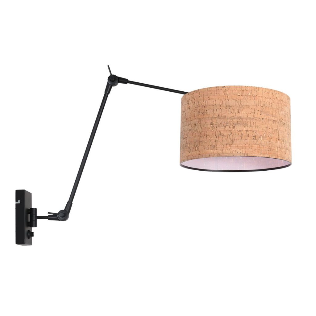 Steinhauer Zwarte wandlampPrestige Chic met kurk kap Ø30cm - 4365ZW