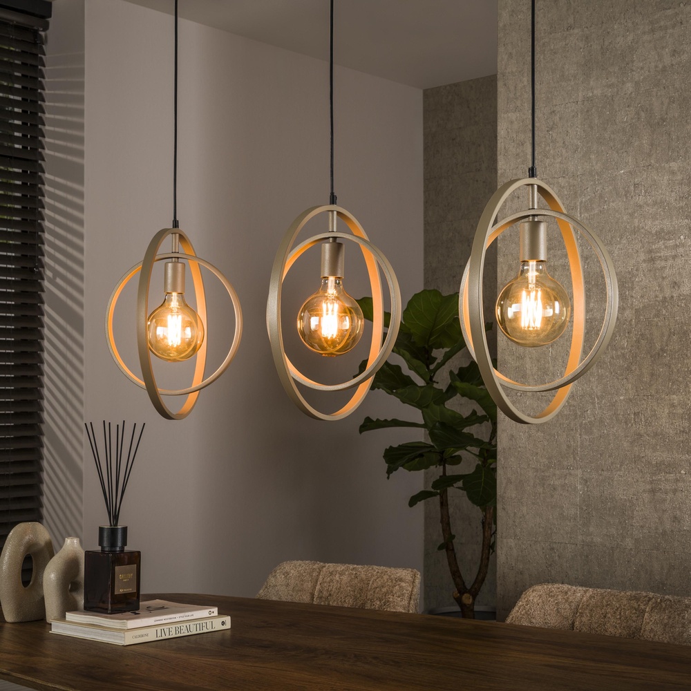 Lyora Eettafel hanglampTurn 3L - Ø 40cm - zand - 8326/43