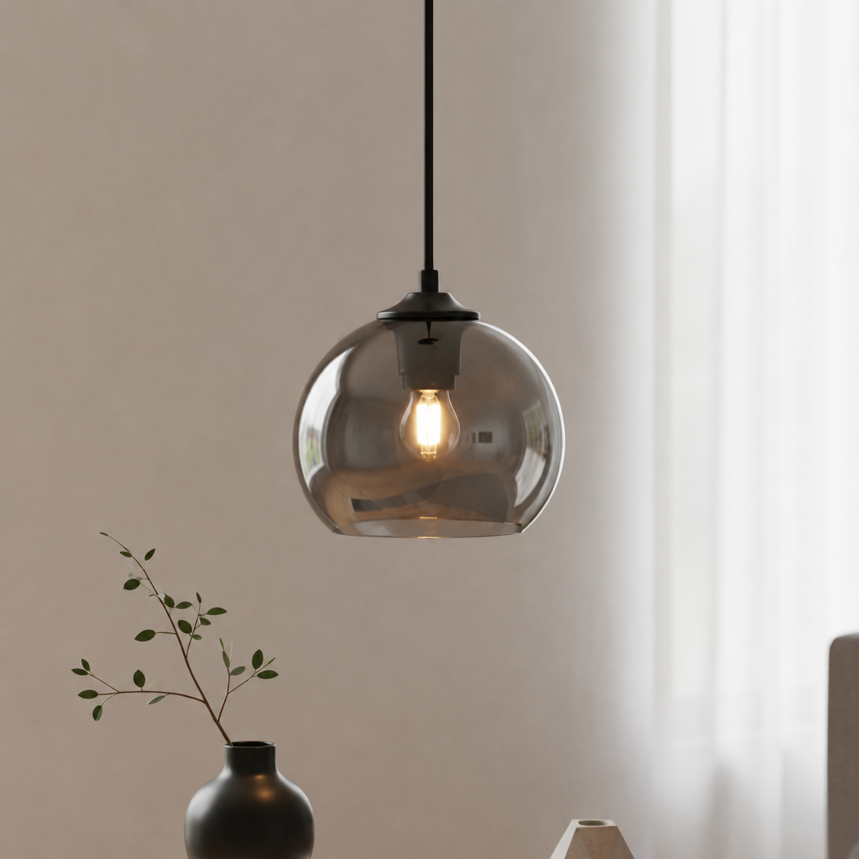 Artdelight Plafondlamp Marino grijs glas Ø 20cm - PL MARINO-20 GR
