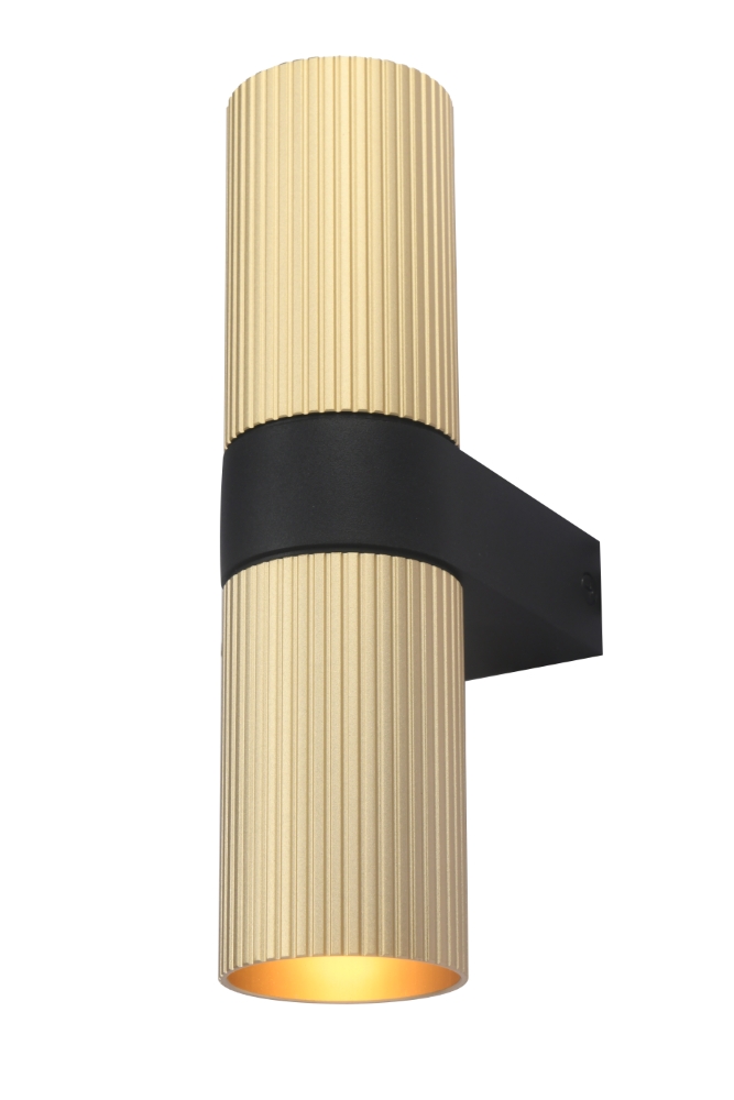 Wandspot ribbels Linea Mat goud met zwart