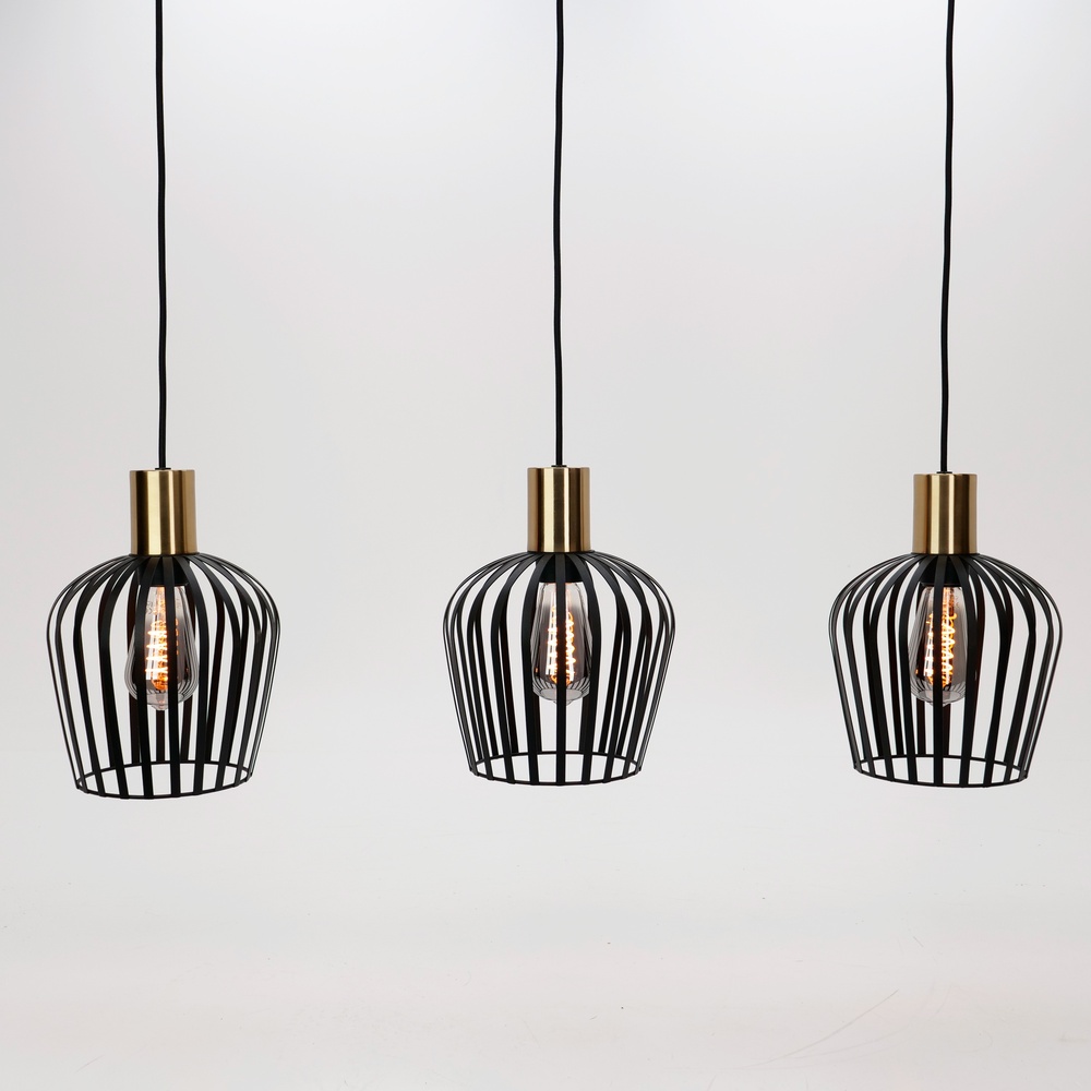 Eglo 3-lichts hanglamp Empoli zwart met goud - Ø 20cm - 901037