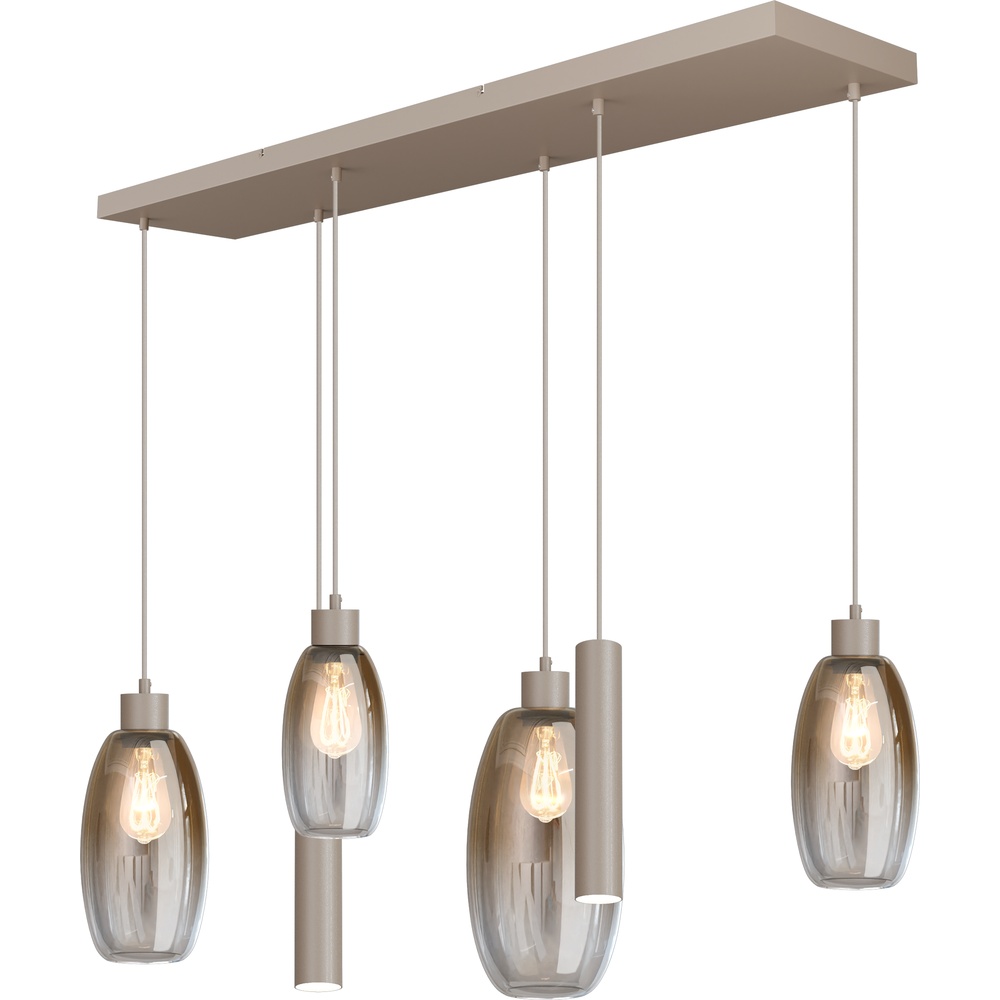 Masterlight Glazen hanglamp Olive 4x glas - 2x Run - zand - 2431-36130256RT20233