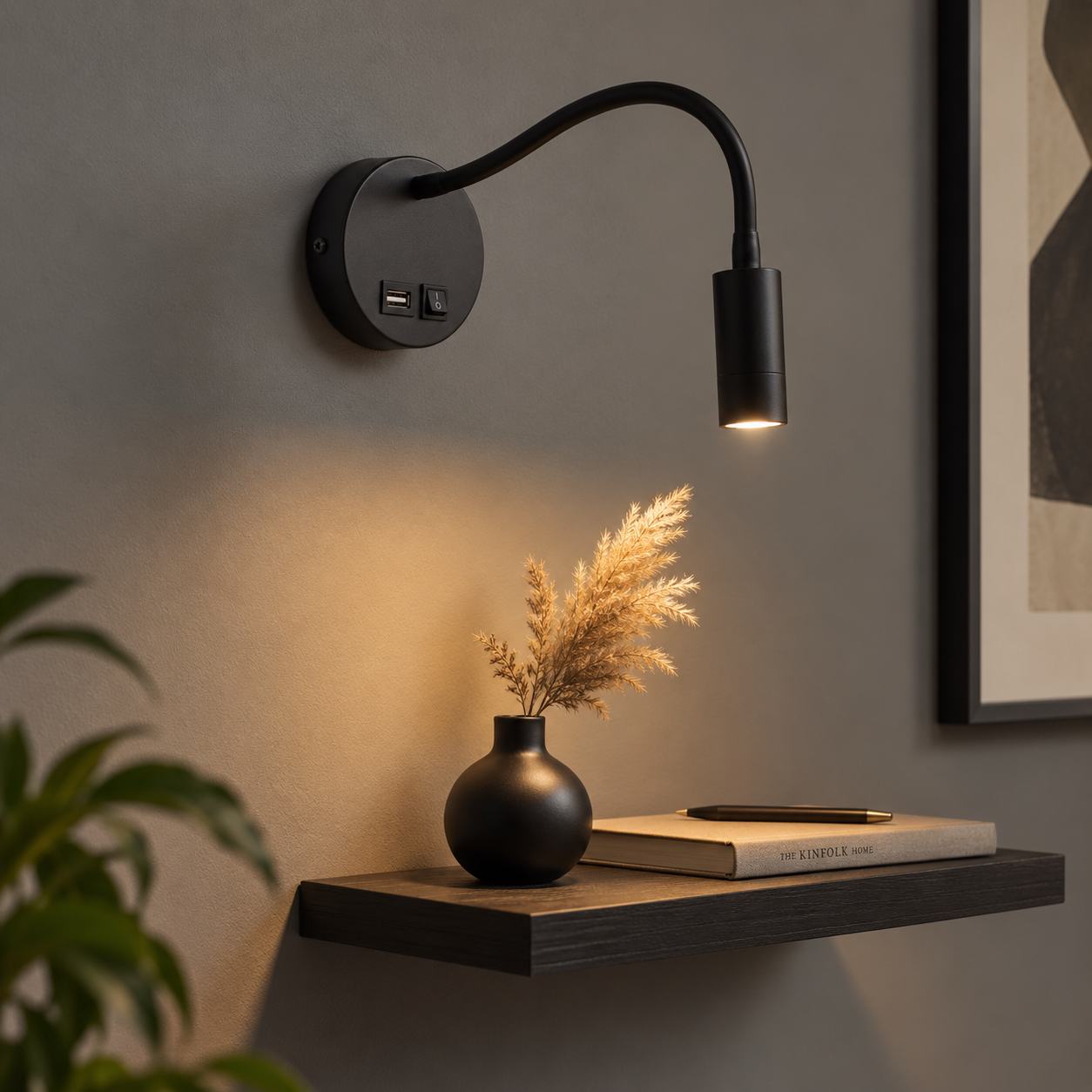 Artdelight BedlampjeFlex zwart met usb aansluiting - WL FLEX-USB ZW