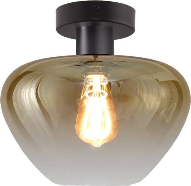 Masterlight Plafondlamp Genua zwart met goud glas Ø 29cm - 5970-05-05-29