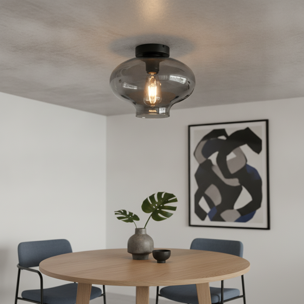 Artdelight Plafondlamp Toronto met smoke glas - PL TORONTO GR