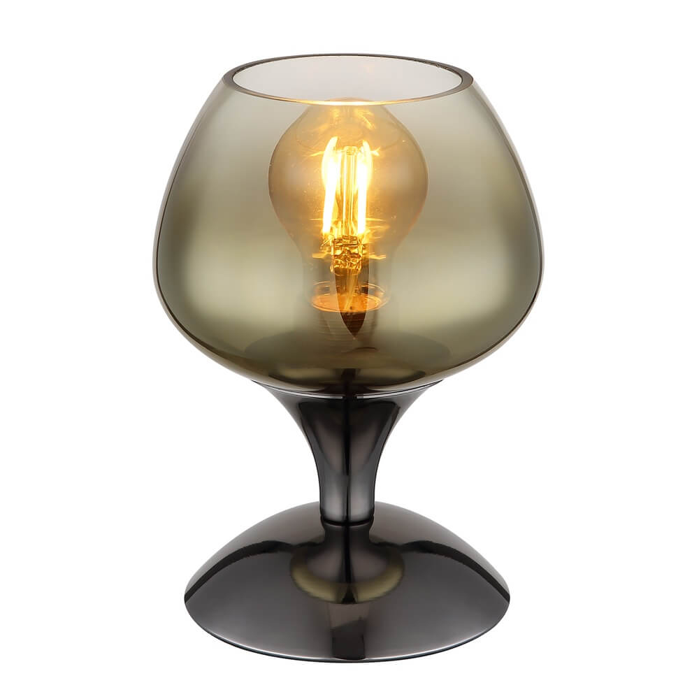Globo Gunmetal tafellamp Maxy met amber glas Ø 15cm - 15548T3