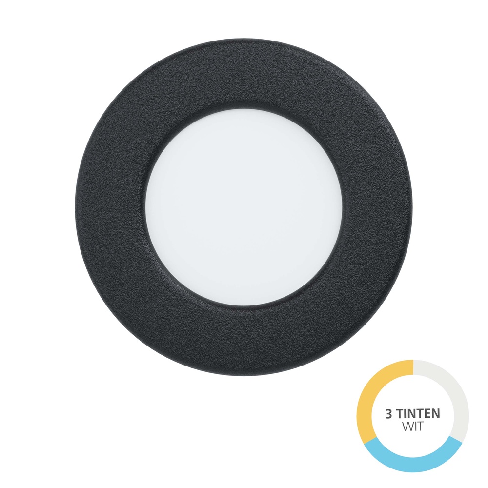 Eglo IP44 inbouwspotFueva 6 rond - zwart - Ø 8,8cm - 901412
