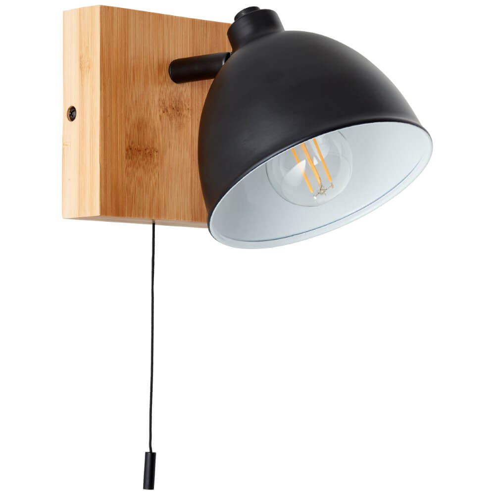 Brilliant WandlampCelia zwart met bamboe - 99793/06