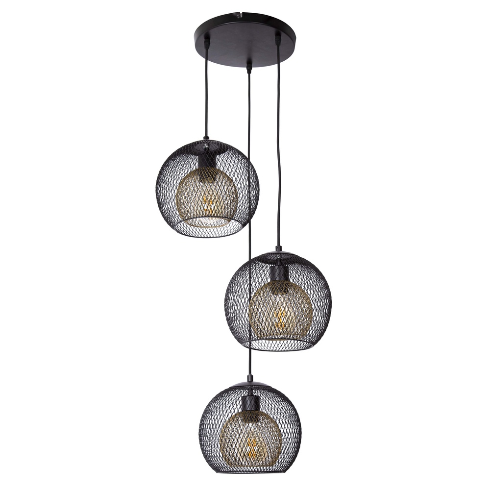 Globo Gaas hanglampSelina kooi zwart 3-lichts - 30260308X