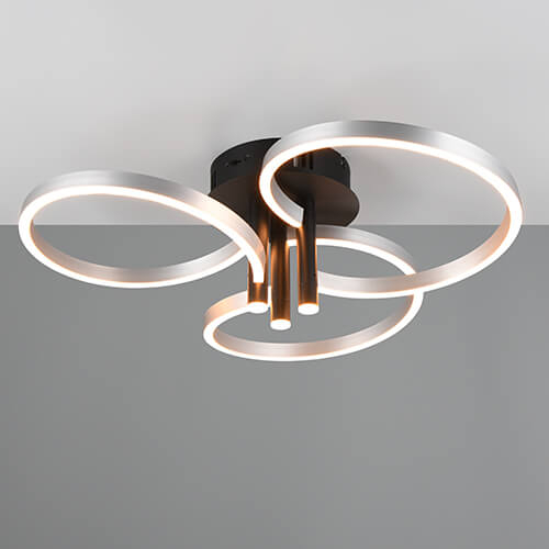 Trio Gekrulde led plafondlampCaruso RVS - Ø 65,5cm - 648110605