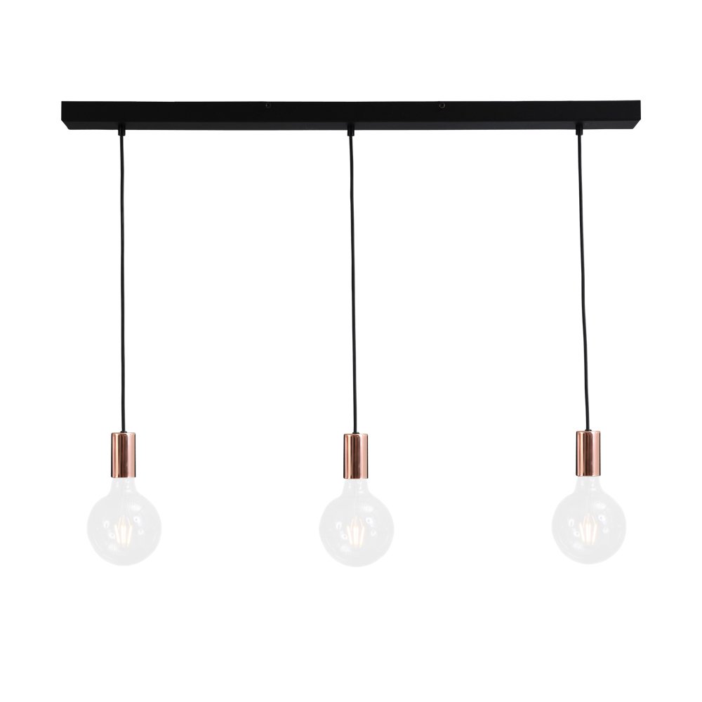 Masterlight Roodkoperen pendellampConcepto 3-lichts roodkoper met zwart - 2237-56-100-3
