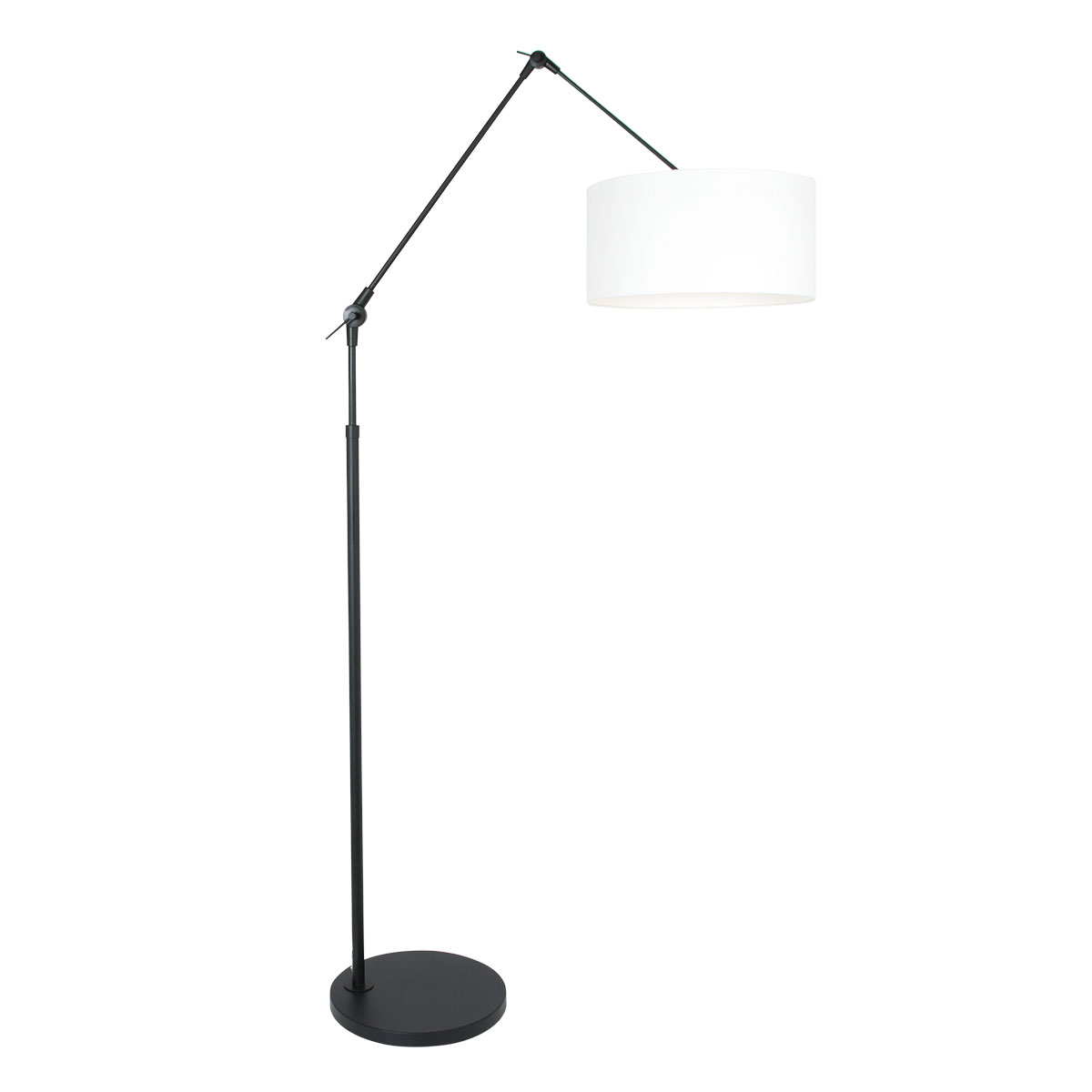 Steinhauer Vloer LeeslampPrestige Chic zwart met 40cm wit linnen lampenkap - 8114ZW