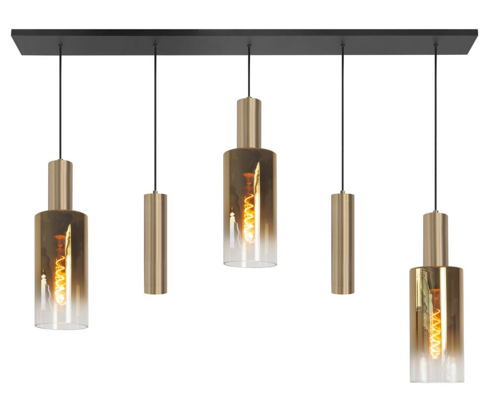 Highlight HanglampPerugia mat goud - 3x E27 - 2x GU10 - H5700.36 afbeelding
