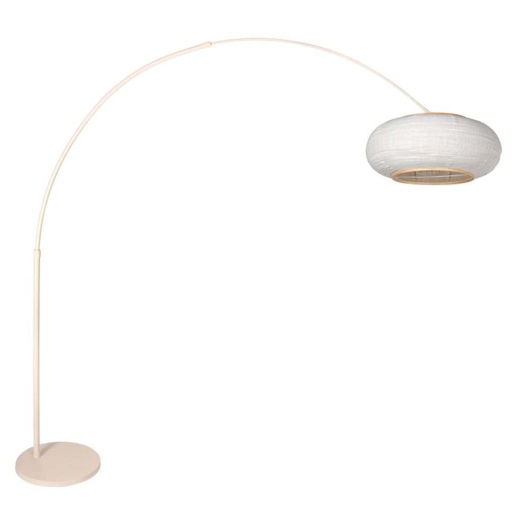 Steinhauer Booglamp zandbruinSilva Alba met witte kap Ø60cm - 4677CR