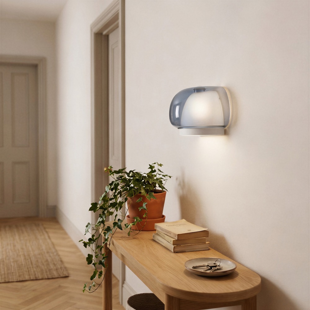 Design wandlamp Belomontejo chroom met blauw Eglo 9008606405046