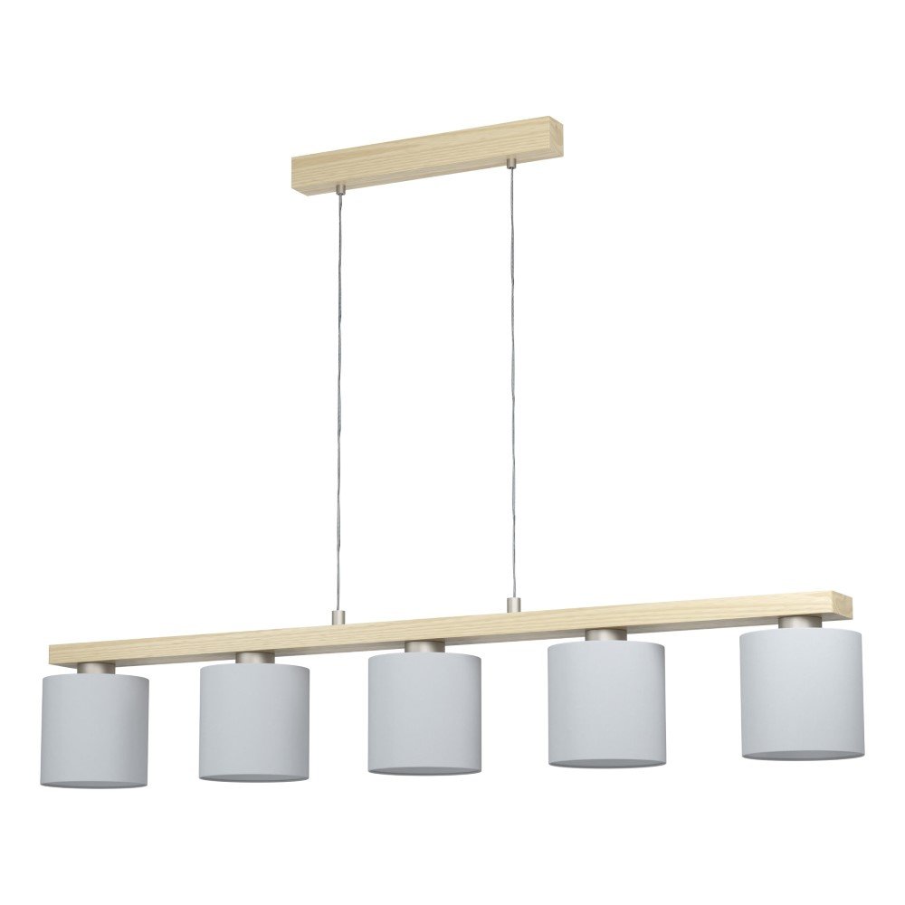 Eglo Eetkamer hanglamp Castralvo houtbruin met witte kappen - 901291