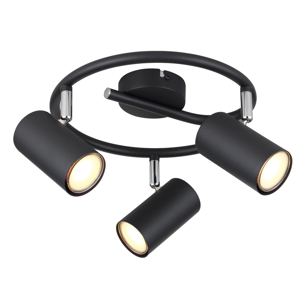 Globo 3-lichts plafondlamp Allvi zwart - 57914-3