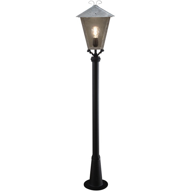 KonstSmide Landelijke tuinlamp Benu 128cm zwart met zinkgrijs - 436-320