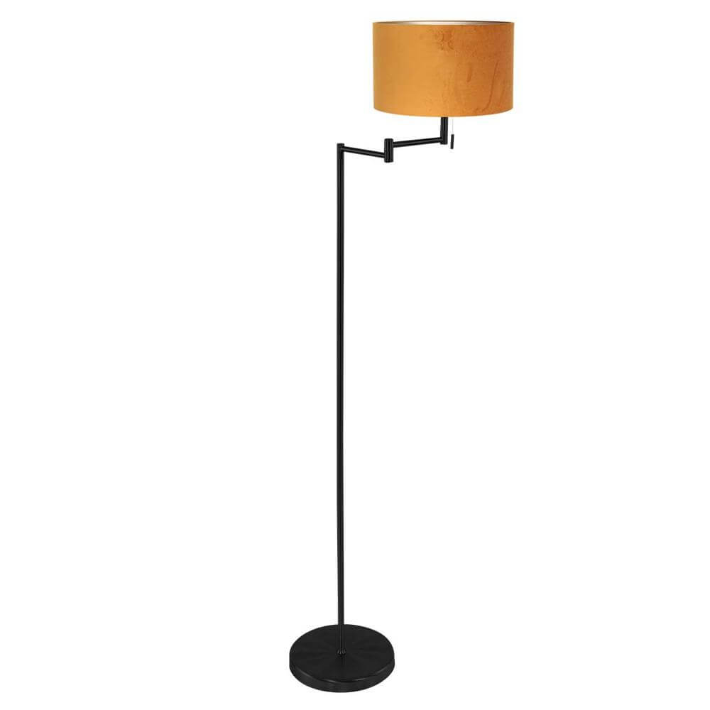 Steinhauer VloerlampBella zwart met gouden kap - 3887ZW