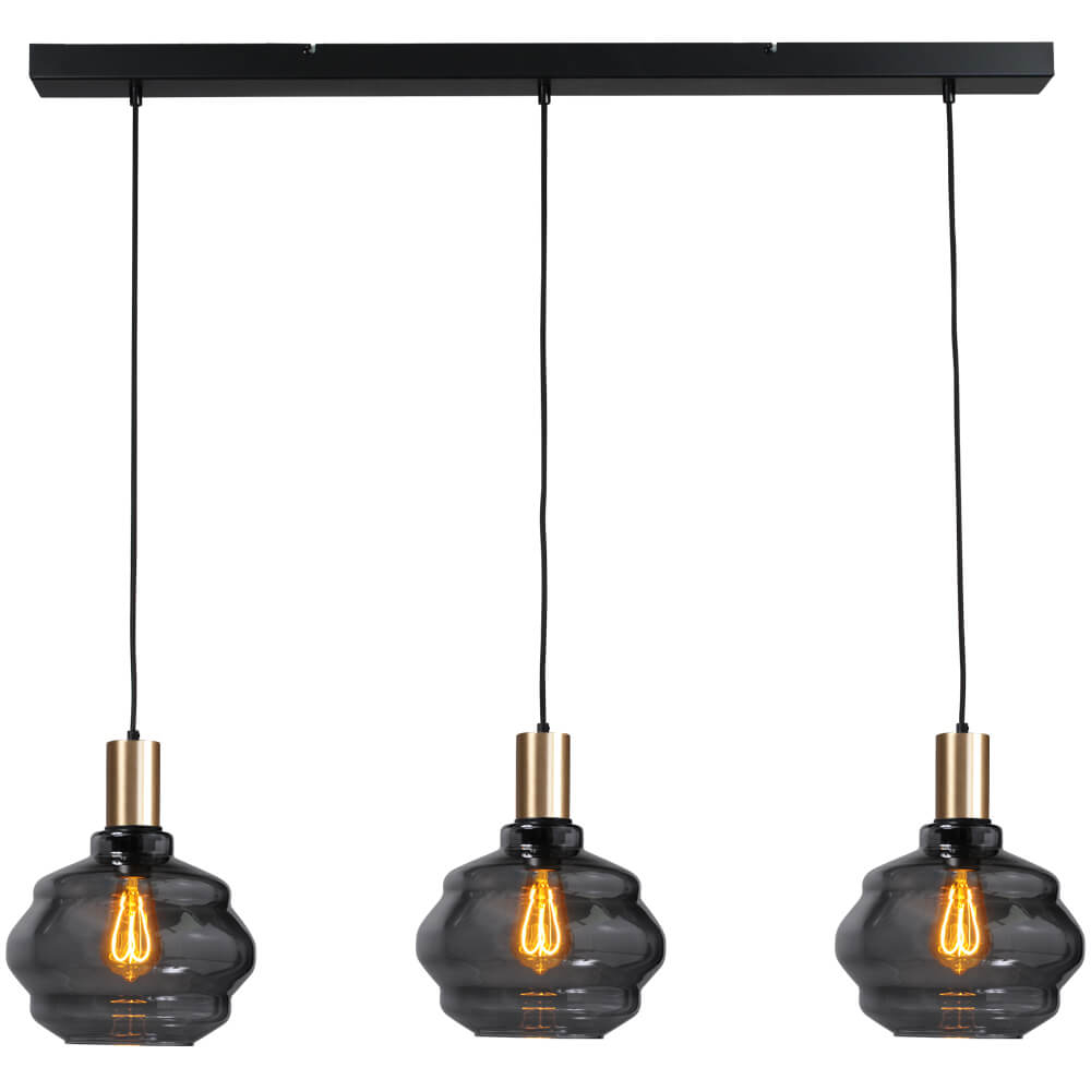 Masterlight 3-lichts hanglamp - goud -Porto met Ball smoke glazen - Ø 24cm - 2711-05-02-100-3-3 afbeelding